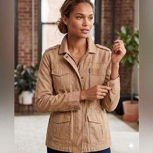 Vtg J. Crew Women's 4 Classic Twill Chino Jacket S Tan Cotton Lightweight Spring